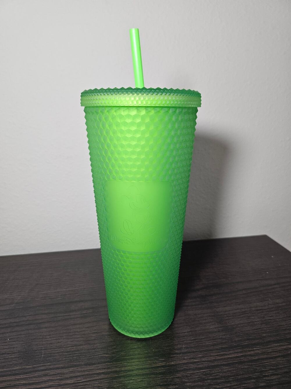 Mickey Mouse Walt Disney World Starbucks Green Geometric Tumbler with Straw NEW